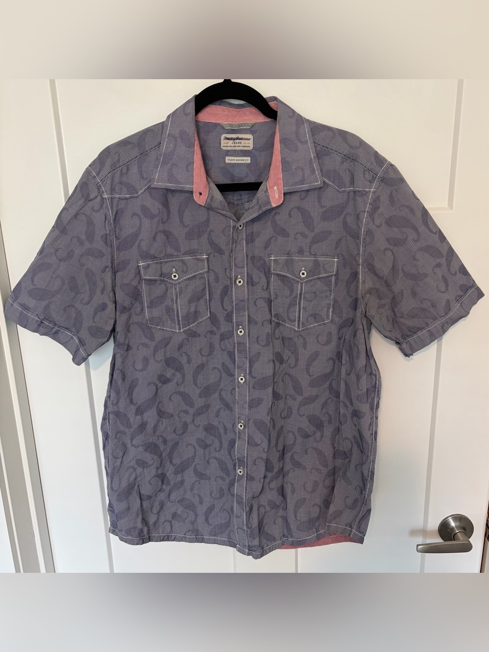 Tommy Bahama Island Modern Fit Blue & White Shirt Large